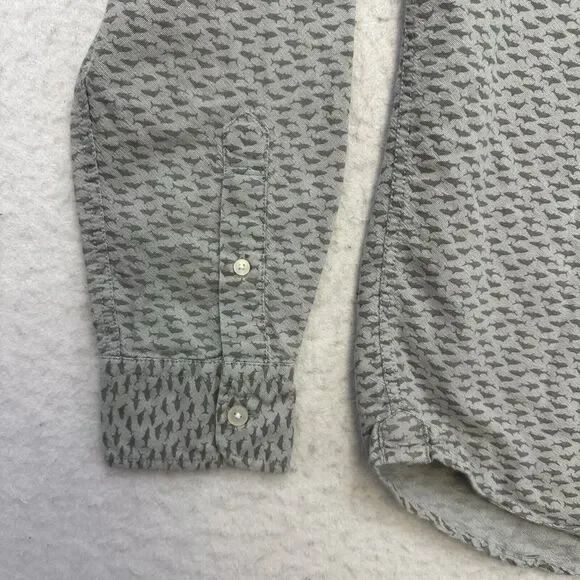 American Eagle Shirt Mens Small S Gray Shark Super Soft Button Down Long Sleeve - Picture 5 of 13